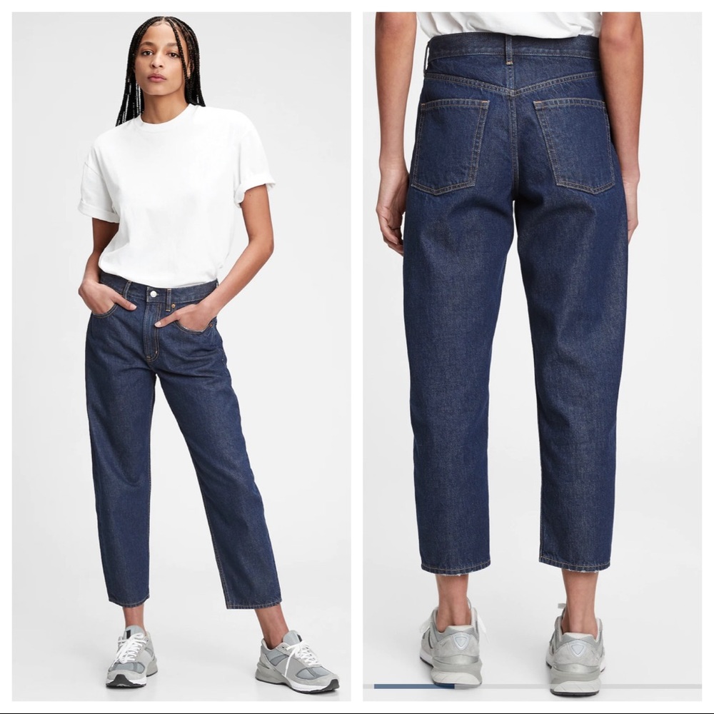 Gap Barrel jeans sz 26 2 long tall dark Wash high waist loose (F879)